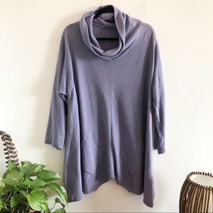 PURPLE crepe handkerchief hem cowl tunic large